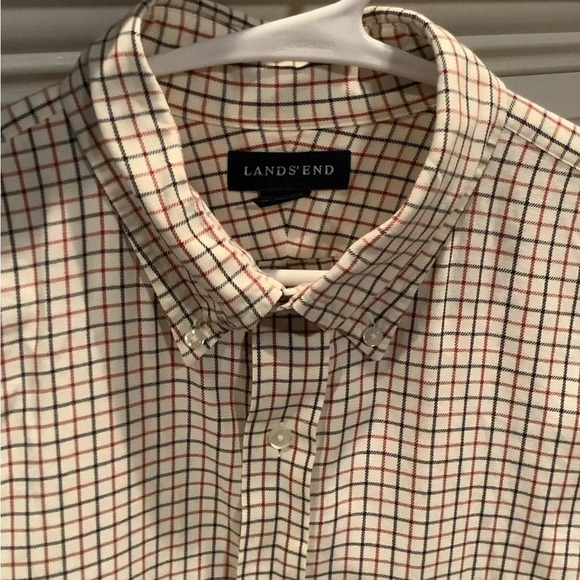 #179 Classic Lands End Button Up Long Sleeve Shirt Sz Lg - Picture 2 of 5